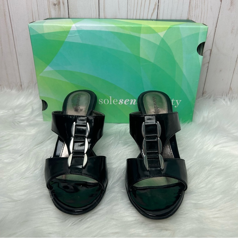 Sole Senseability Black Patent Women's Sandals 7.5